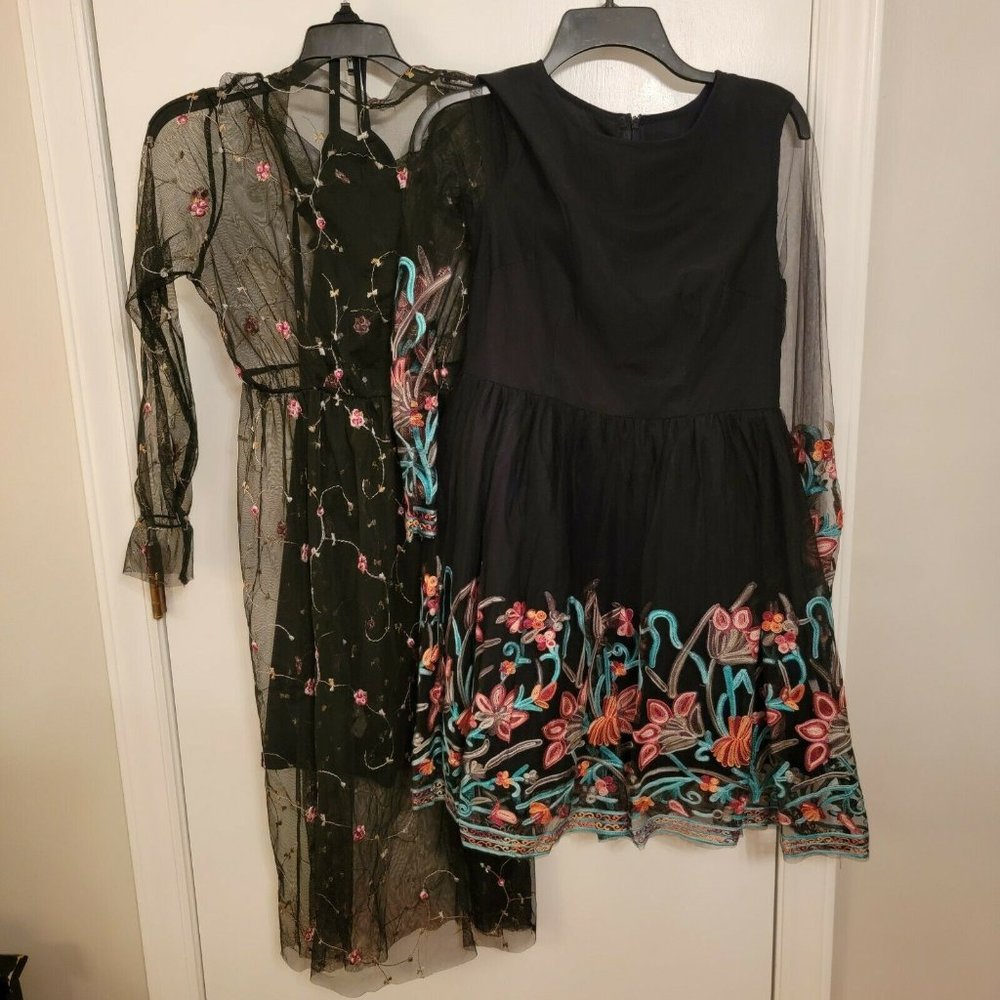 Lot of 2 SheIn Embroidered Dresses Large